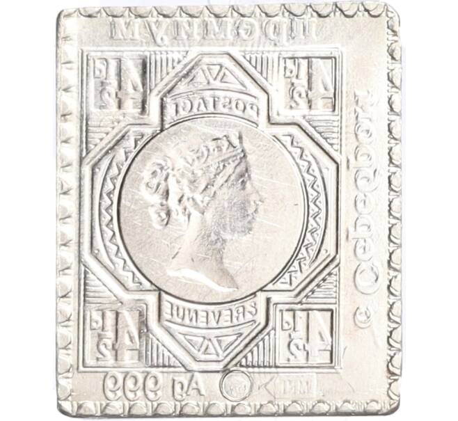Водочный жетон торговой марки Премиум с Серебром «Почтовая марка Великобритании — 4,5 пенса (НРГ)» (Артикул K12-01472)