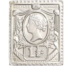 Водочный жетон торговой марки Премиум с Серебром «Почтовая марка Великобритании — 1,5 пенни (ЛРШФ)»
