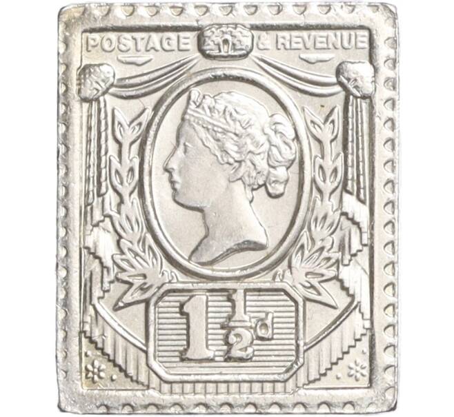 Водочный жетон торговой марки Премиум с Серебром «Почтовая марка Великобритании — 1,5 пенни (ЛРШФ)» (Артикул K12-01478)