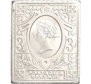 Водочный жетон торговой марки Премиум с Серебром «Почтовая марка Великобритании — 3 пенса (МРГ)»