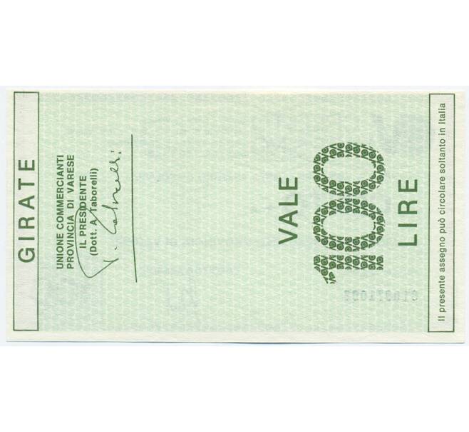 Банкнота Банковский чек 100 лир 1977 года Италия Кредит Варезино (Артикул K12-01841)