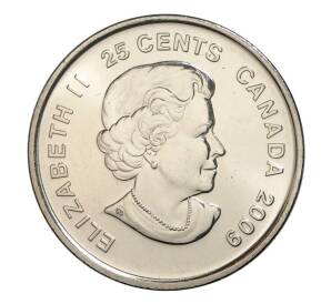 25 центов 2009 года Канада «Победа сборной по хоккею на олимпиаде в Солт-Лейк-Сити 2002» — Фото №2
