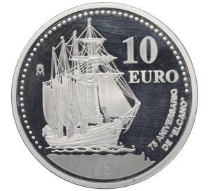 10 евро 2003 года Испания «75 лет кораблю Хуан Себастьян Элькано» (Proof)