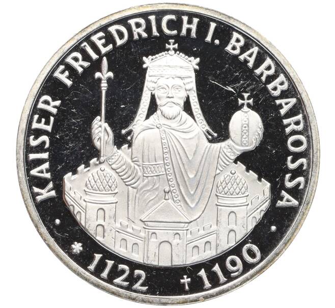 Монета 10 марок 1990 года Западная Германия (ФРГ) «800 лет со дня смерти Фридриха I Барбаросса» (Артикул K12-02861)