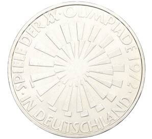 10 марок 1972 года J Германия «XX летние Олимпийские Игры 1972 в Мюнхене — Эмблема In Deutschland»