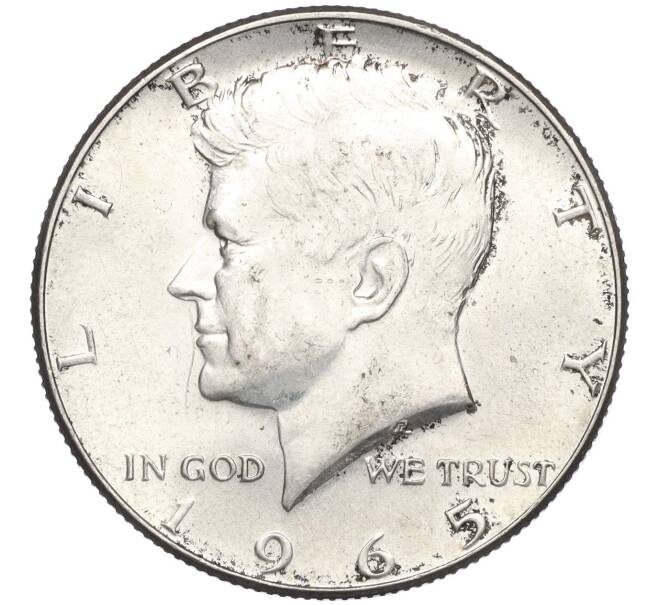 Монета 1/2 доллара (50 центов) 1965 года США (Артикул K12-02908)