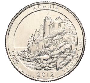 1/4 доллара (25 центов) 2012 года D США «Национальные парки — №13 Национальный парк Акадия»