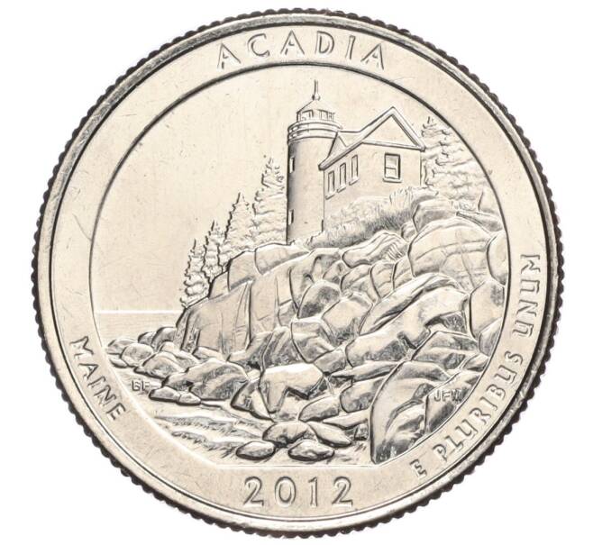 Монета 1/4 доллара (25 центов) 2012 года D США «Национальные парки — №13 Национальный парк Акадия» (Артикул K12-03694)