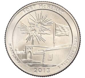 1/4 доллара (25 центов) 2013 года D США «Национальные парки — №19 Форт Мак-Генри»