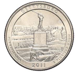 1/4 доллара (25 центов) 2011 года P США «Национальные парки — №6 Национальный парк Геттисберг»