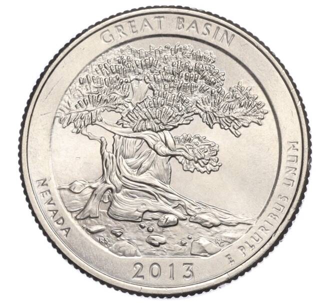 Монета 1/4 доллара (25 центов) 2013 года P США «Национальные парки — №18 Национальный парк Грейт-Бейсин» (Артикул K12-03718)