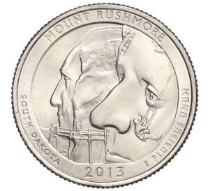 1/4 доллара (25 центов) 2013 года P США «Национальные парки — №20 Национальный мемориал Маунт-Рашмор»