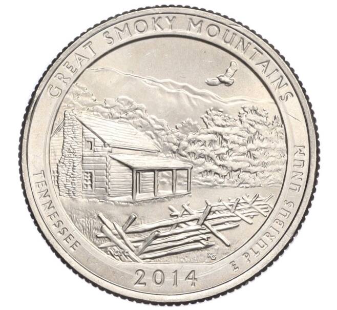 Монета 1/4 доллара (25 центов) 2014 года P США «Национальные парки — №21 Национальный парк Грейт-Смоки-Маунтинс» (Артикул K12-03721)