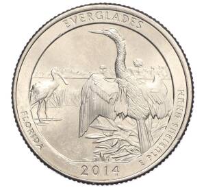 1/4 доллара (25 центов) 2014 года P США «Национальные парки — №25 Национальный парк Эверглейдс»