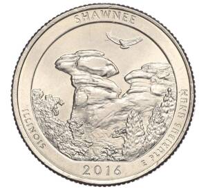 1/4 доллара (25 центов) 2016 года P США «Национальные парки — №31 Национальный лес Шоуни»