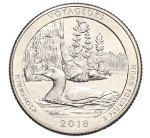 1/4 доллара (25 центов) 2018 года P США «Национальные парки — №43 Национальный парк Вояджерс»