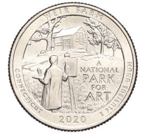 1/4 доллара (25 центов) 2020 года P США «Национальные парки — №52 Ферма Дж. А. Вейра в Коннектикуте»