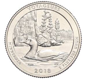 1/4 доллара (25 центов) 2018 года S США «Национальные парки — №43 Национальный парк Вояджерс»
