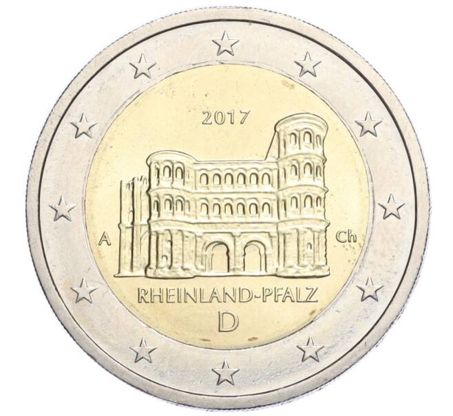 Монета 2 евро 2017 года D Германия «Федеральные земли Германии — Рейнланд-Пфальц (Порта Нигра)» (Артикул K12-03960)