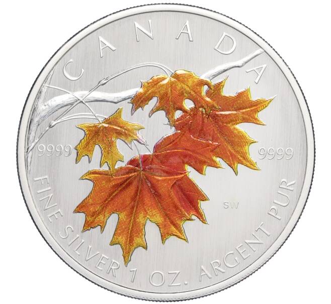 Монета 5 долларов 2007 года Канада «Осенние кленовые листья — оранжевые» (Артикул M2-73582)