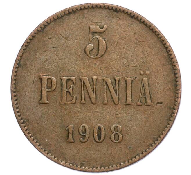 Монета 5 пенни 1908 года Русская Финляндия (Артикул: M1-58814) — Фото №1