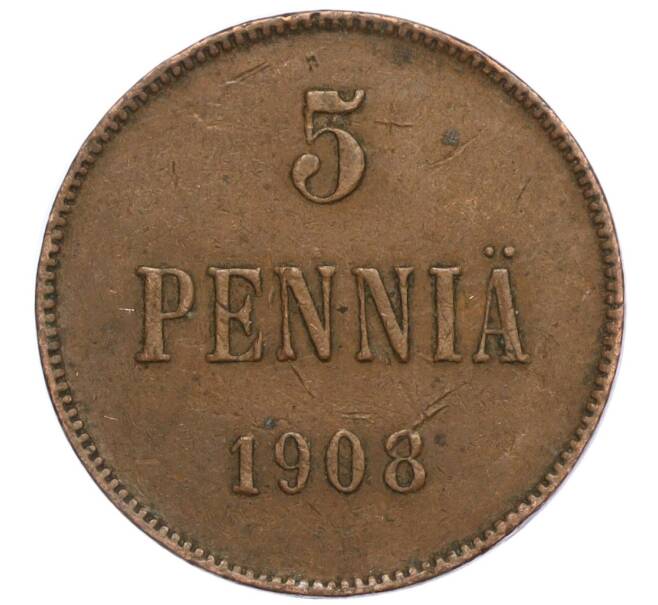 Монета 5 пенни 1908 года Русская Финляндия (Артикул: M1-58815) — Фото №1