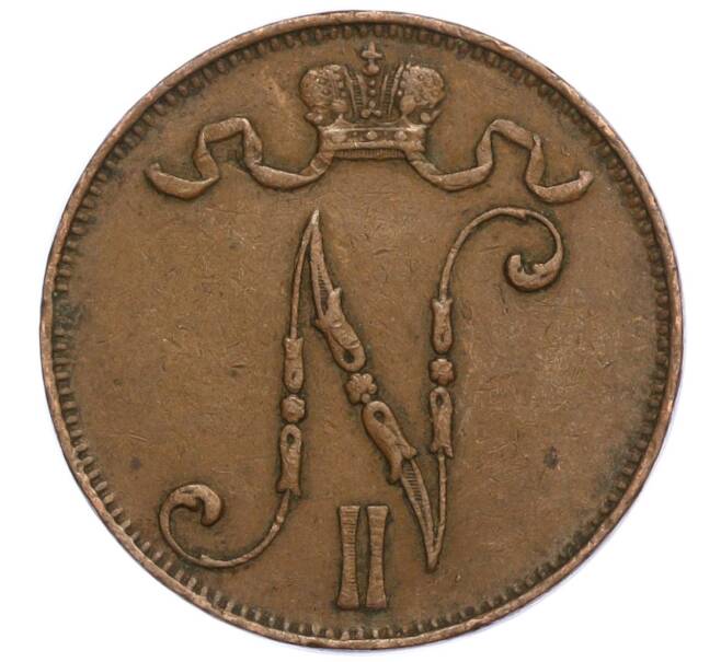Монета 5 пенни 1908 года Русская Финляндия (Артикул: M1-58815) — Фото №2