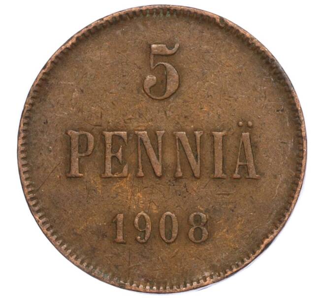 Монета 5 пенни 1908 года Русская Финляндия (Артикул M1-58823)
