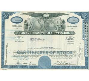 Акция на 200 долей Панамериканских мировых аэролиний (Pan Am Inc) 1967 года США