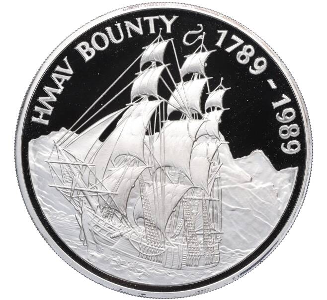 Монета 50 долларов 1989 года Острова Питкэрн «200 лет постройке корабля Баунти» (Артикул M2-73629)