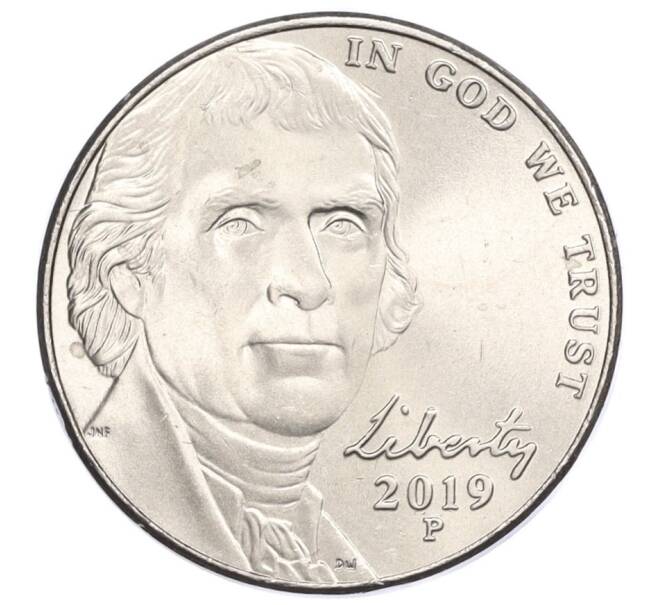 Монета 5 центов 2019 года P США (Артикул K12-04282)