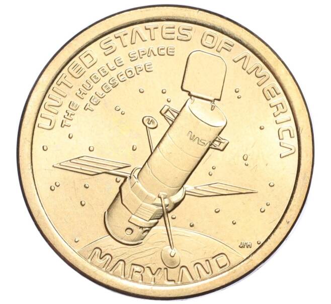 Монета 1 доллар 2020 года D США «Американские инновации — космический телескоп Хаббл» (Артикул K12-04287)