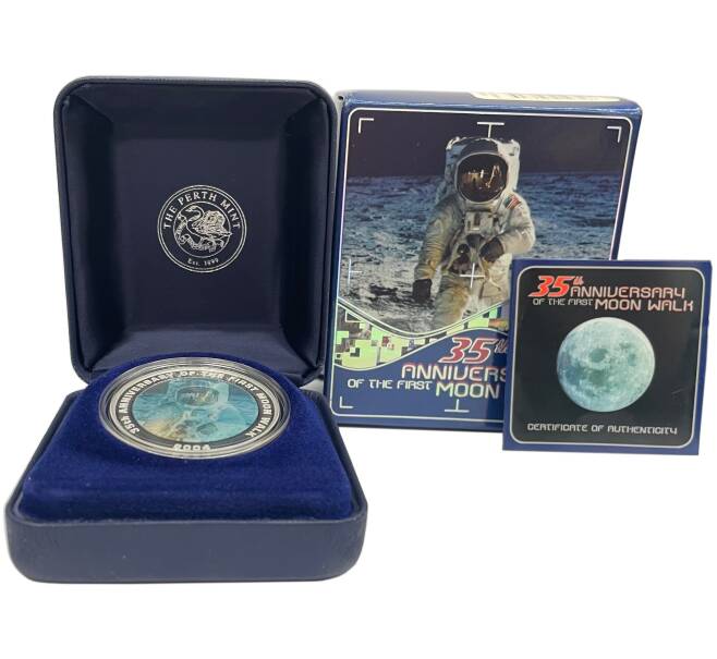 Монета 1 доллар 2004 года Австралия «35 лет первой прогулке по Луне» (Голограмма) (Артикул M2-73637)