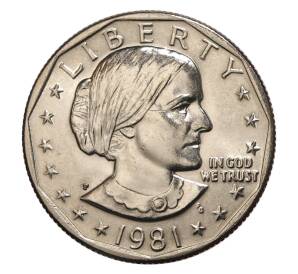 1 доллар 1981 года Р США — Сьюзен Энтони — Фото №1