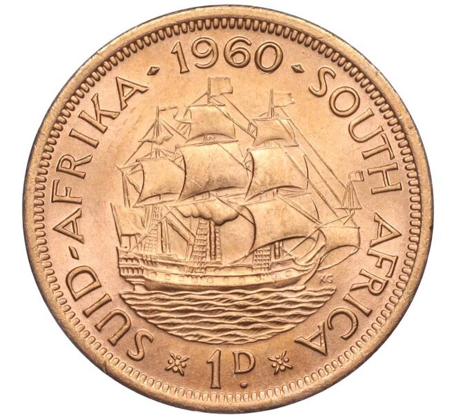 Монета 1 пенни 1960 года Британская Южная Африка (Артикул K12-04729)