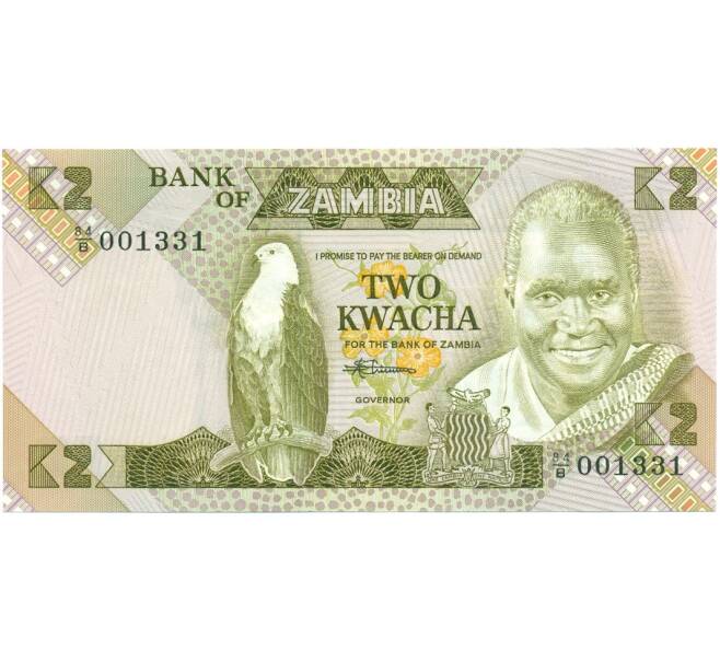 Банкнота 2 квача 1986 года Замбия (Артикул K12-04577)