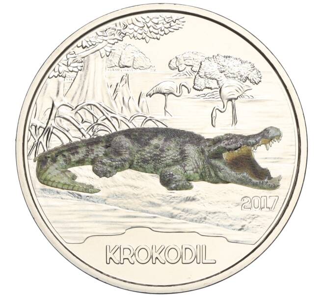 Монета 3 евро 2017 года Австрия «Животные со всего мира — Крокодил» (Артикул M2-73643)
