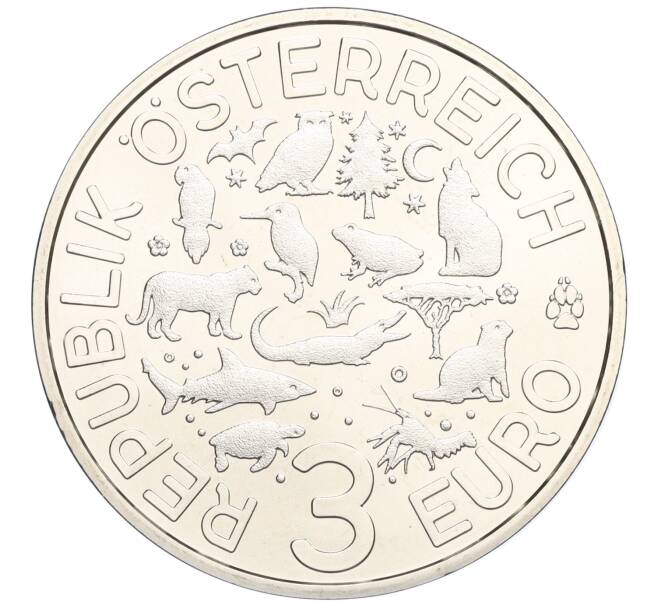 Монета 3 евро 2018 года Австрия «Животные со всего мира — Попугай» (Артикул M2-73644)