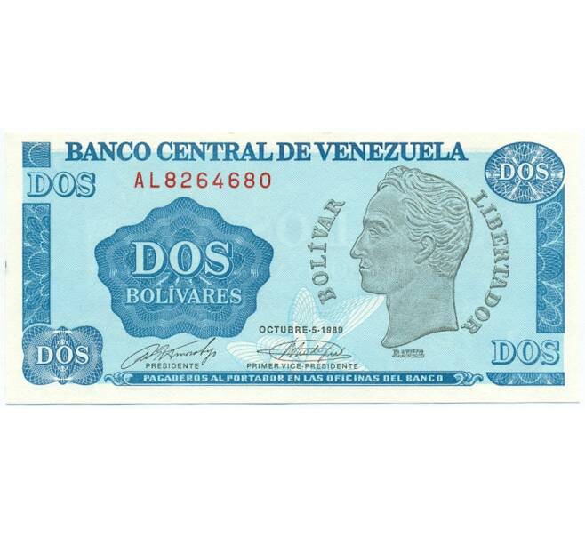 Банкнота 2 боливара 1989 года Венесуэла (Артикул K12-04971)