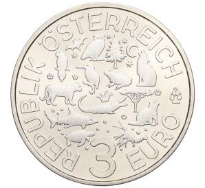 3 евро 2016 года Австрия «Животные со всего мира — Летучая мышь» — Фото №2