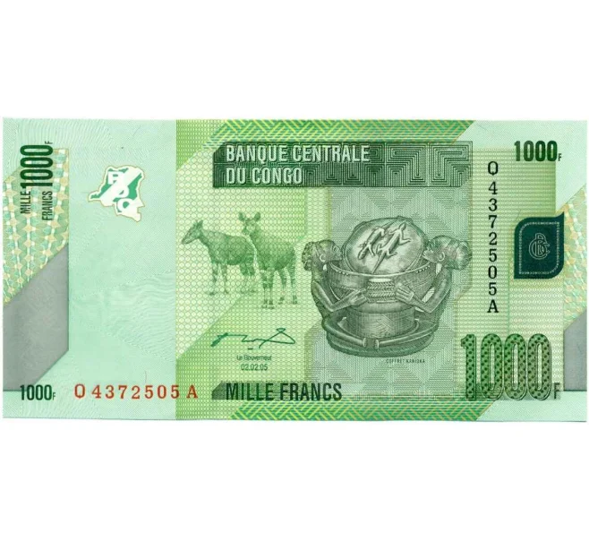 Банкнота 1000 франков 2005 года Конго (ДРК) (Артикул K12-05730)