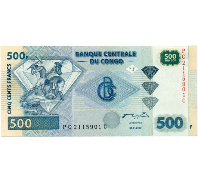 Банкнота 500 франков 2002 года Конго (ДРК) (Артикул K12-05735)