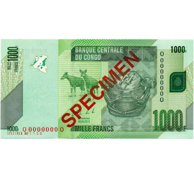 Банкнота 1000 франков 2005 года Конго (ДРК) (Образец) (Артикул K12-05755)