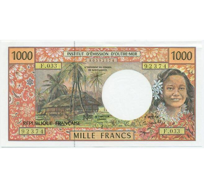 Банкнота 1000 франков 2003 года Французские Тихоокеанские Территории (Артикул K12-06617)