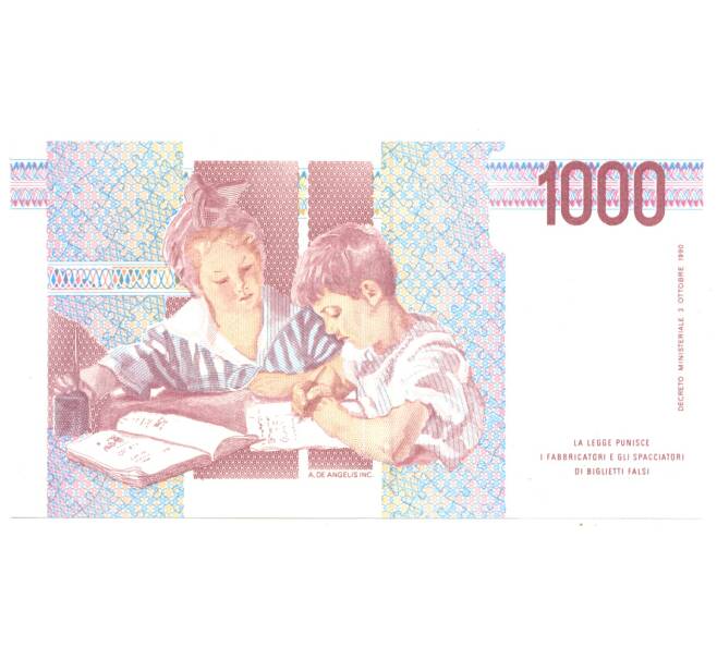 1000 лир 1990 года Италия (Артикул B2-3024)