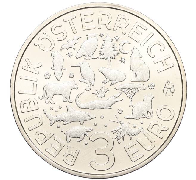 Монета 3 евро 2016 года Австрия «Животные со всего мира — Летучая мышь» (Артикул M2-73799)