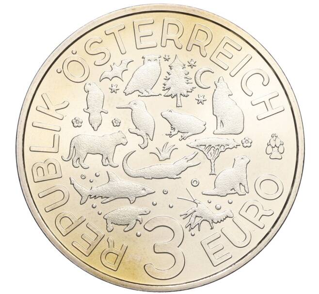 Монета 3 евро 2016 года Австрия «Животные со всего мира — Летучая мышь» (Артикул: M2-73804) — Фото №2