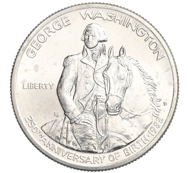 Монета 1/2 доллара 1982 года D США «250 лет со дня рождения Джорджа Вашингтона» (Артикул M2-73815)
