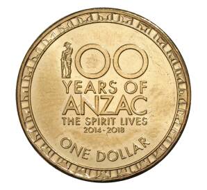 1 доллар 2017 года Австралия «100 лет АНЗАК» — Фото №1