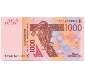 1000 франков 2012 года Западно-Африканский валютный союз — литера А (Кот-Д'Ивуар)